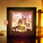 Jesus born Merry Christmas paper light box template, shadow box template, shadow box art, Cutting Cricut, Layered svg file DIYs #05