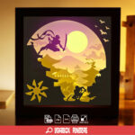 Ninja paper light box template, shadow box template, shadow box art, Cutting Cricut, Layered svg file DIY #101