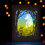 Mononoke paper light box template, shadow box template, shadow box art, Cutting Cricut, Layered svg file DIY #144