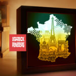 France paper light box template, shadow box template, shadow box art, Cutting Cricut, Layered svg file DIY #149