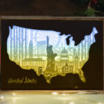 United States paper light box template, shadow box template, shadow box art, Cutting Cricut, Layered svg file DIY #151