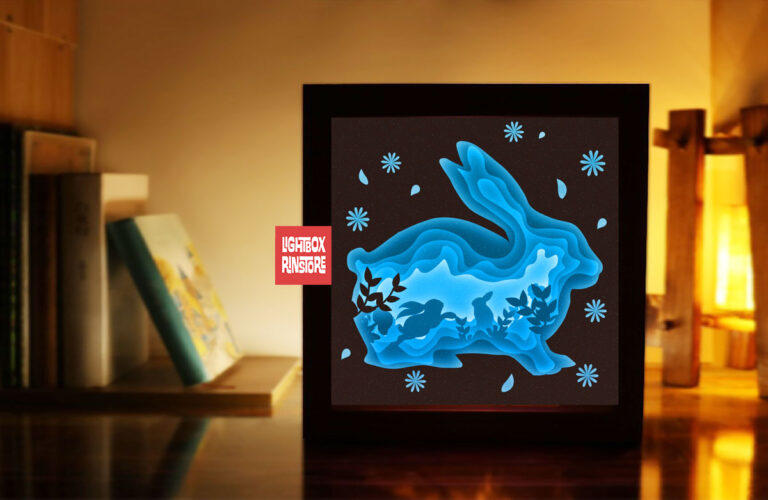 Rabbit Bunny Easter paper light box template, shadow box template ...
