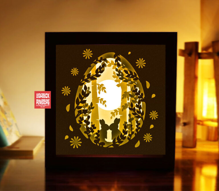 Rabbit Bunny Easter paper light box template, shadow box template ...