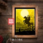Cowboy paper light box template, shadow box template, shadow box art, Cutting Cricut, Layered svg file DIY #168