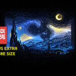 Starry night paper light box template, shadow box template, shadow box art, Cutting Cricut, Layered svg file DIY #19