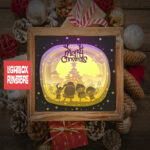 Christmas paper light box template, shadow box template, shadow box art, Cutting Cricut, Layered svg file DIY #200