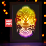 Buddha paper light box template, shadow box template, shadow box art, Cutting Cricut, Layered svg file DIY #21