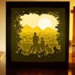 Fishing with dad Happy Father's Day paper light box template, shadow box template, shadow box art, Cutting Cricut, Layered svg file DIYs #229