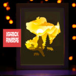 Bear paper light box template, shadow box template, shadow box art, Cutting Cricut, Layered svg file DIY  #24