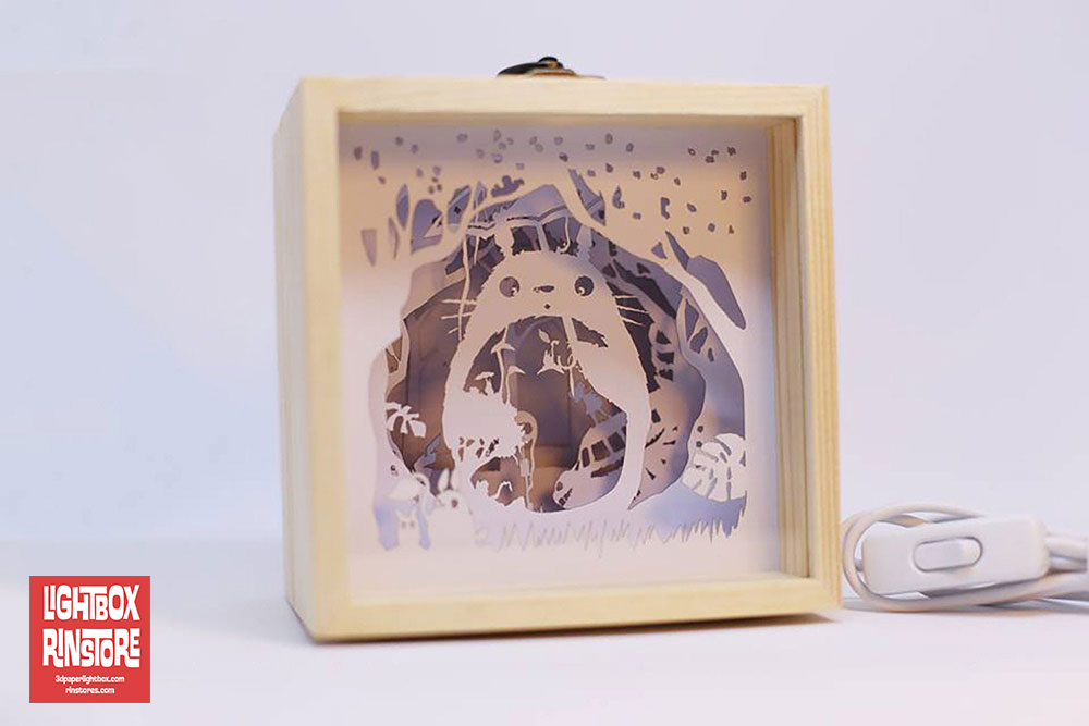 Totoro paper light box template, shadow box template, shadow box