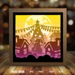 Merry Christmas paper light box template, shadow box template, shadow box art, Cutting Cricut, Layered svg file DIYs #203