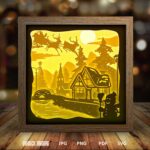 Santa Claus Happy Christmas paper light box template, shadow box template, shadow box art, Cutting Cricut, Layered svg file DIY #57