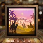 Happy Christmas paper light box template, shadow box template, shadow box art, Cutting Cricut, Layered svg file DIYs #16