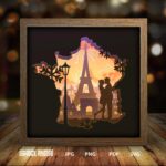 Love in France paper light box template, shadow box template, shadow box art, Cutting Cricut, Layered svg file DIY #49