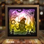 Halloween paper light box template, shadow box template, shadow box art, Cutting Cricut, Layered svg file DIYs #239