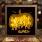 Halloween paper light box template, shadow box template, shadow box art, Cutting Cricut, Layered svg file DIY #171