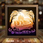 Halloween paper light box template, shadow box template, shadow box art, Cutting Cricut, Layered svg file DIYs #199