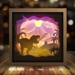 Dinosaur paper light box template, shadow box template, shadow box art, Cutting Cricut, Layered svg file DIY #46