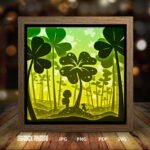 Lucky Clover paper light box template, shadow box template, shadow box art, Cutting Cricut, Layered svg file DIY #60