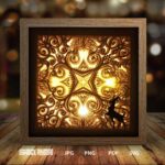 Mandala Deer Spirit paper light box template, shadow box template, shadow box art, Cutting Cricut, Layered svg file DIY #7