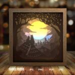 Moon Cats paper light box template, shadow box template, shadow box art, Cutting Cricut, Layered svg file DIY #8