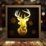 Snow Deer paper light box template, shadow box template, shadow box art, Cutting Cricut, Layered svg file DIY #23