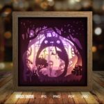 Totoro paper light box template, shadow box template, shadow box art, Cutting Cricut, Layered svg file DIY #3