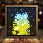 Cat paper light box template, shadow box template, shadow box art, Cutting Cricut, Layered svg file DIY #169