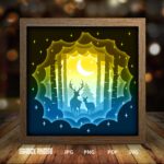 Deer Spirit paper light box template, shadow box template, shadow box art, Cutting Cricut, Layered svg file DIYs #216