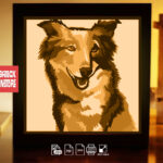 Border collie I Love Dog paper light box template, shadow box template, shadow box art, Cutting Cricut, Layered svg file DIYs #240