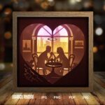 Wedding paper light box template, shadow box template, shadow box art, Cutting Cricut, Layered svg file DIY #80
