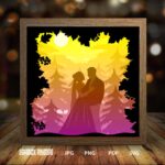 Wedding gifts paper light box template, shadow box template, shadow box art, Cutting Cricut, Layered svg file DIY #206