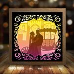 Wedding gifts paper light box template, shadow box template, shadow box art, Cutting Cricut, Layered svg file DIY #207