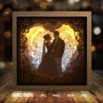Wedding gifts, gifts for lover paper light box template, shadow box template, shadow box art, Cutting Cricut, Layered svg file DIY #177