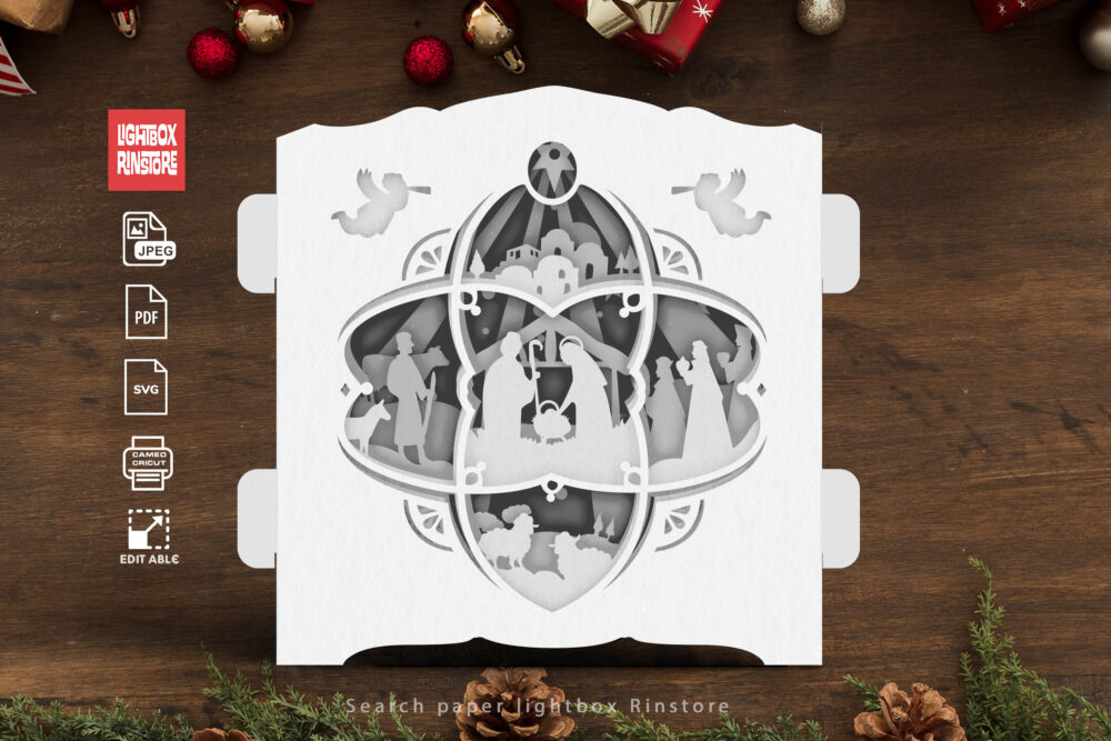 Christmas Jesus pop up card 3D Pop Up Card Template
